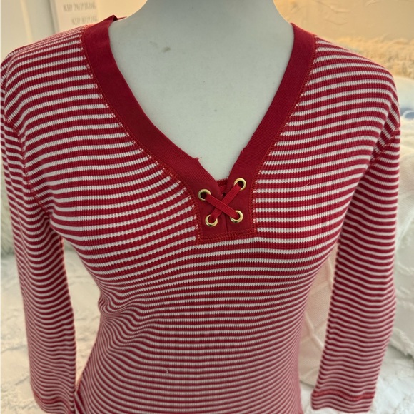 Ralph Lauren Tops - Ralph Lauren Red and White Striped Knit Top
